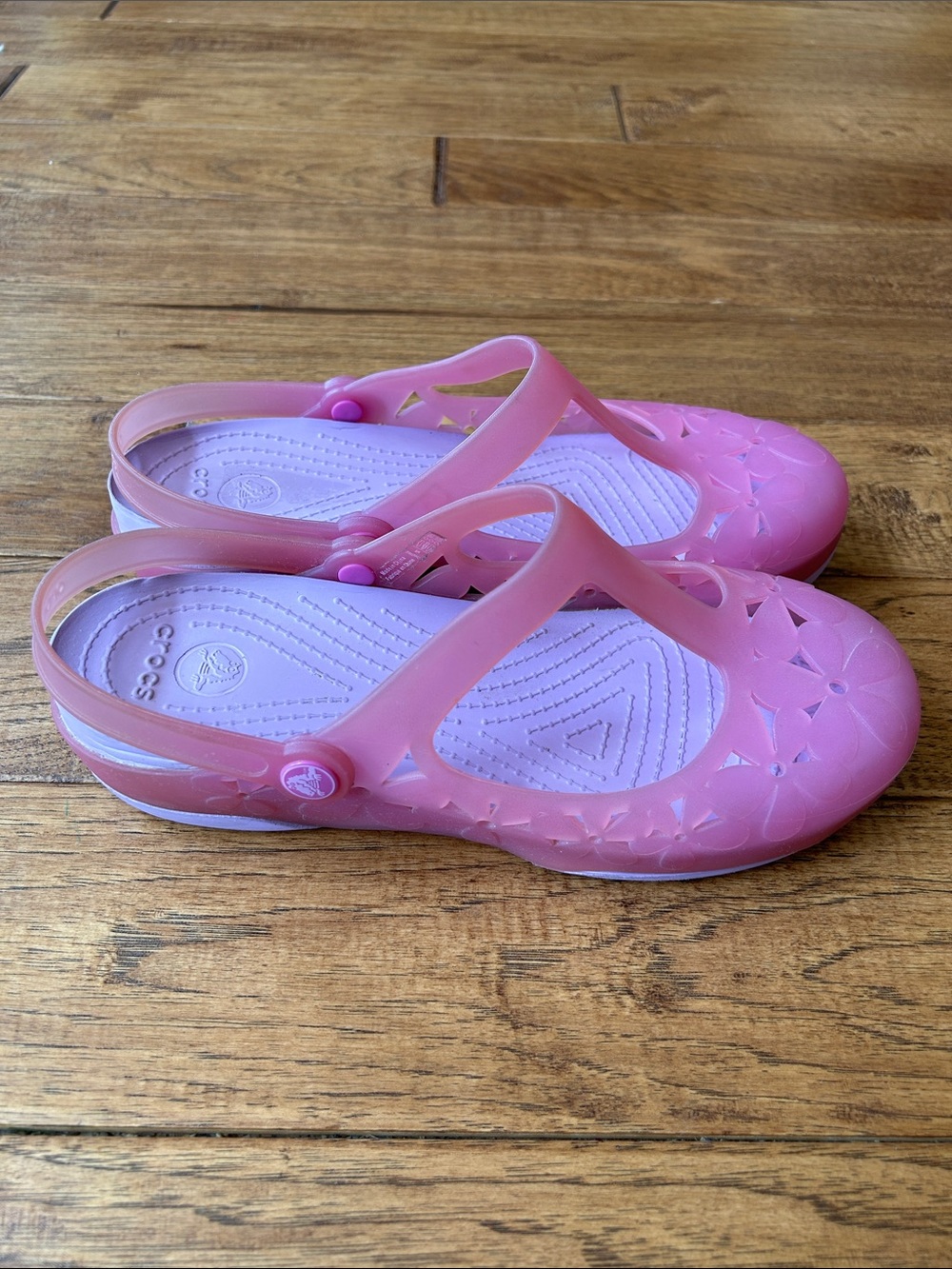 Crocs Carlie Mary Jane Clogs Floral Flower Cutout Comfort Shoes Pink Size 9